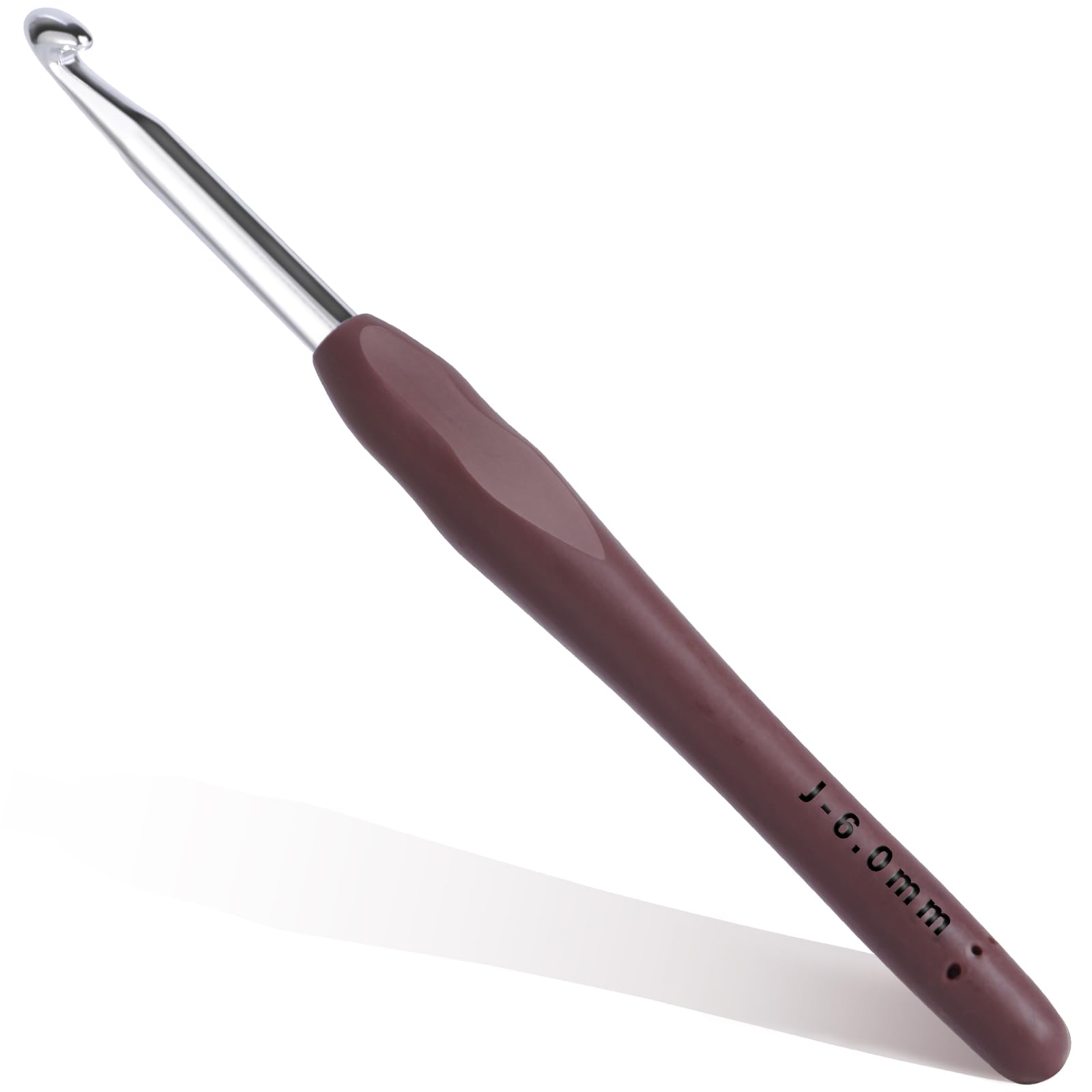 6mm Crochet Hook, Ergonomic Crochet Hooks with Soft Rubber Handle and Smooth Glide Head - Lightweight Aluminum Needles for Beginners, Arthritis, Yarn Projects, Long Crafting Sessions (6.0 mm)-image-43