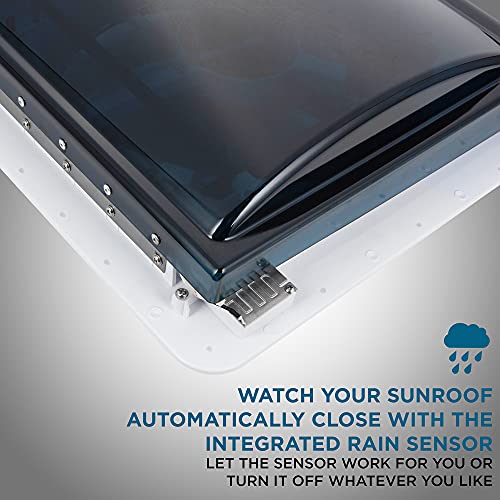 Hike Crew 14” Rv Roof Vent Fan With Remote | 12V 6-Speed Motorhome Fan With Auto Temperature, Intake & Exhaust, Rain Sensor & Electric Open/Close | Includes Screws & Garnish | Smoked Lid #TOP2