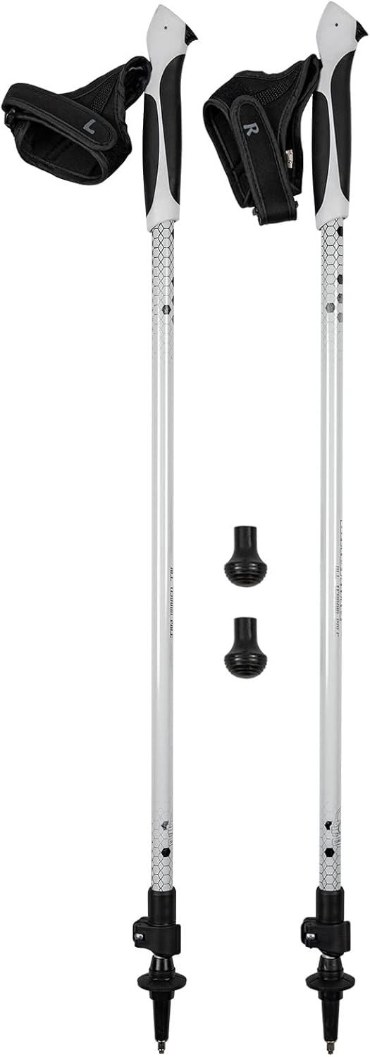 G2 Hiker Trekking Hiking Poles Telescopic/Walking Stick/Aluminum Alloy/Quick Flip Lock/Foam Padded Wristband/Durable Rubber Tip Cover (Pack of 2 Poles) White