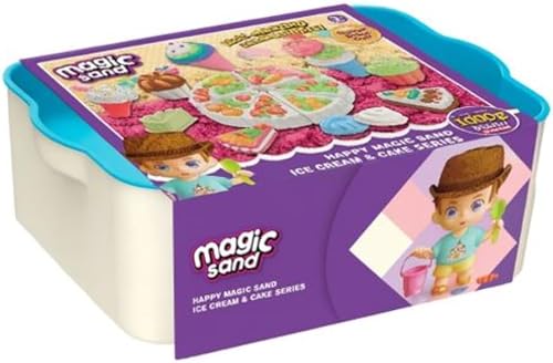 Magic Sand Cake & Ice-Cream Dough Set - Sensory Putty Toys for Toddlers 28 pieces with 1kg of Sand
