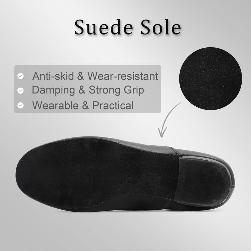 Men's Ballroom Dance Shoes - Leather Lace-up Dancing Shoes for Latin Tango Salsa Waltz, Black - Image 6