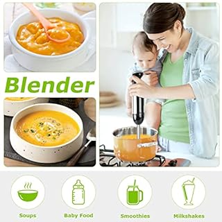 Bonsenkitchen 4-in-1 Immersion Blender Handheld, 20 Speeds Hand Blender with Turbo Mode, Stainless Steel Blade, Egg Whisk, Beaker & Chopper Bowl, Stick Mixer for Soup，Smoothie，Puree，Baby Food