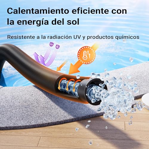 Miniatura 3 de Wiltec Manguera De Piscina 15 M 32 Mm 165 G M Negra Con Manguitos, Manguera De Bomba Para Piscinas, Tubo De Aspiración, Manguera Solar Flotante