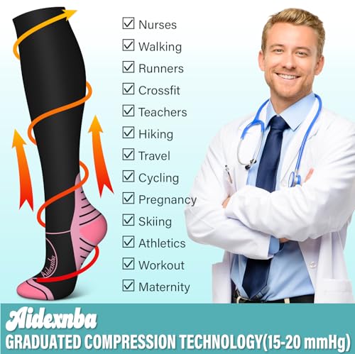 Image of 3 Pairs Compression Socks for Women and Men 15-20mmHg-Circulation Support Socks- Best for Medical,Running,Athletic