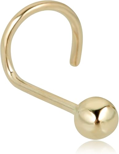 AVORA 14K YellowWhite Gold 2mm Ball Nose Ring Body Jewelry (22 Gauge)