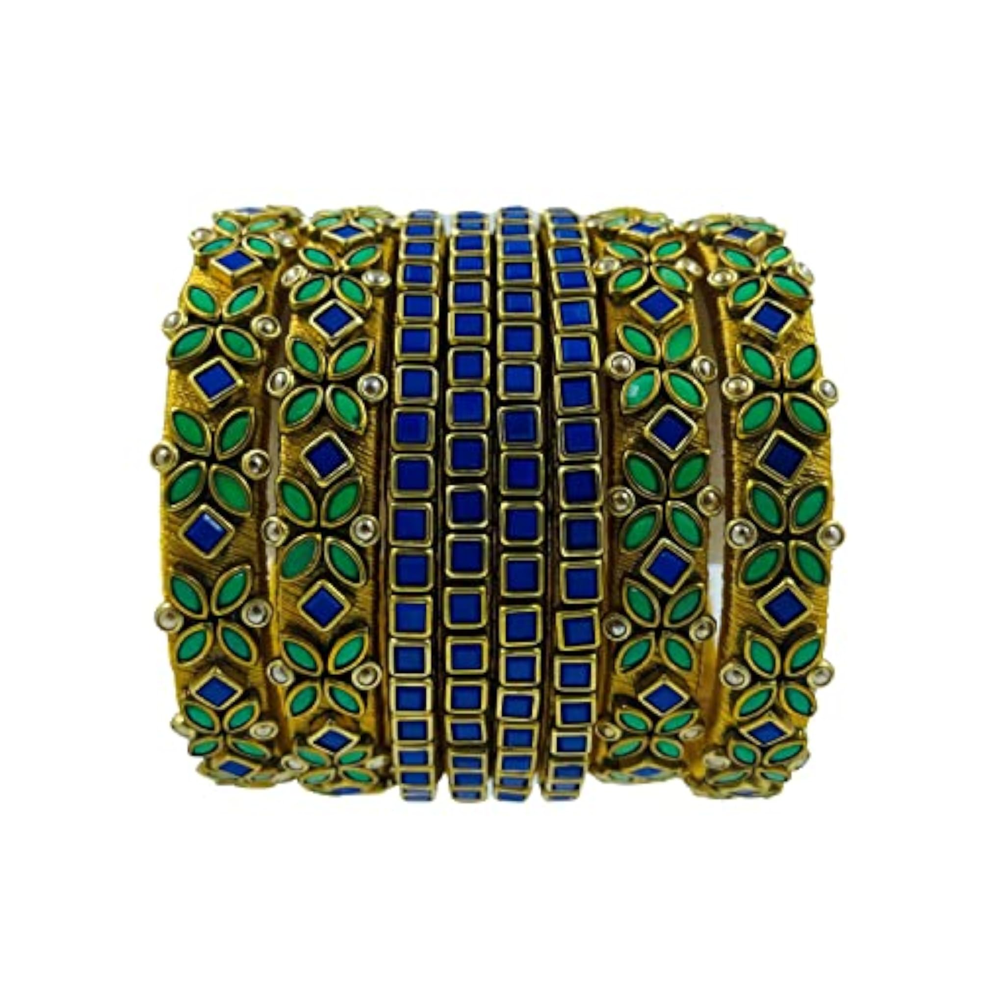 Silk Thread Kundan Embellished Bridal Broad-Kada Bangles Set