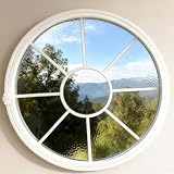 Finestra rotonda in vetro girevole, oblò con cornice in alluminio a rotazione di 360°, finestra interna rotante per ventilazione, per bagno, cucina, camera(White,70cm/27.5in)