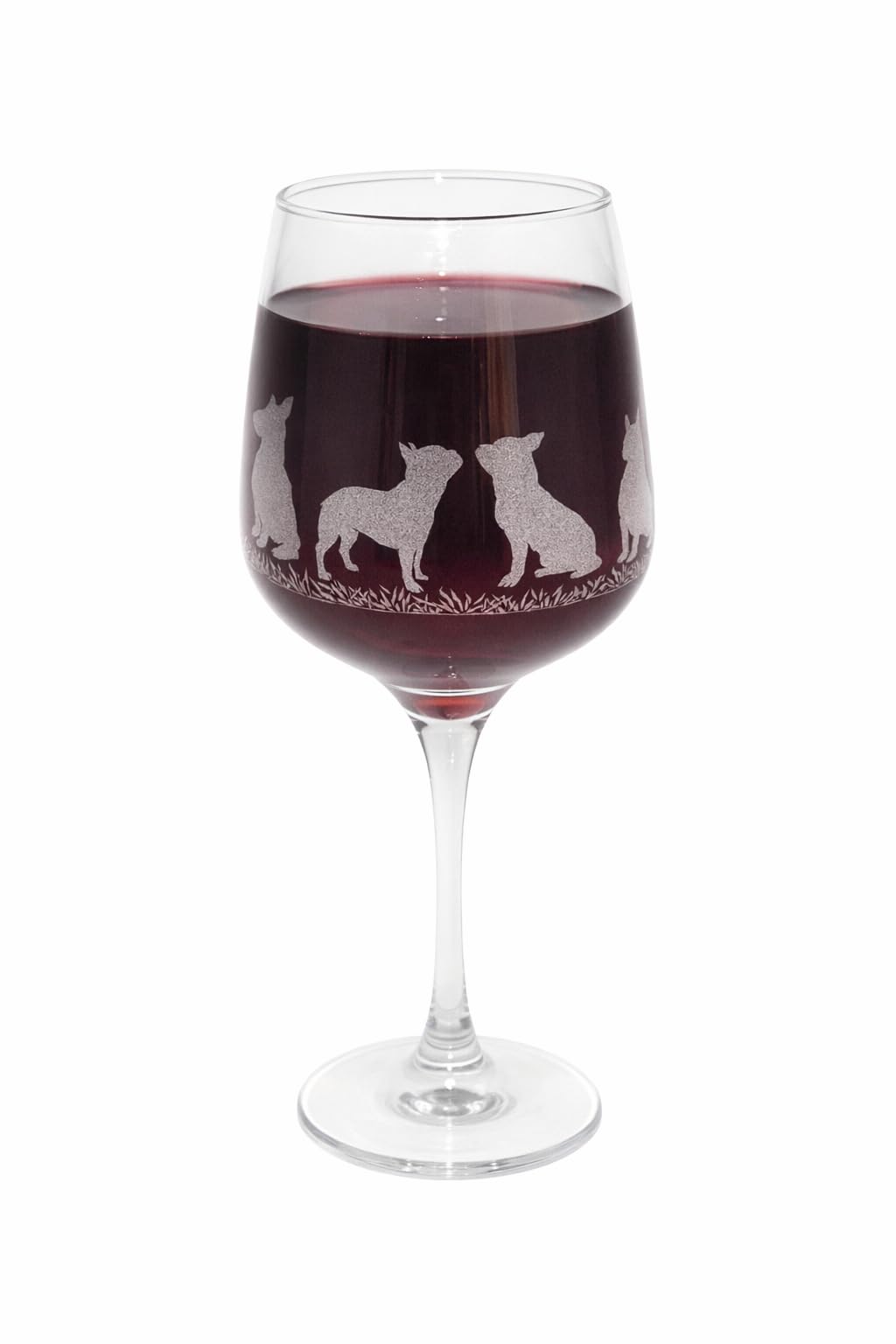 French Bulldog Engraved Stemmed Wine Glass