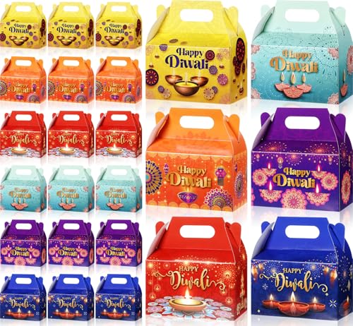Kolldenn 24 Pcs Diwali Sweet Gift Boxes Party Favor Happy Diwali Box Empty