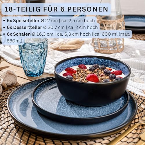 SÄNGER Aruba Steingut Geschirr Set 18 tlg, Teller Set 6 Personen, Geschir – Ansicht 2