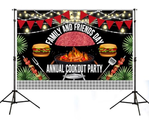 5x3ft Picnic Backdrop Summer Park BBQ Party Banner Decoration Background for Family and Friends Day Annual Cookout Party Photo Backdrop BJWMPH8