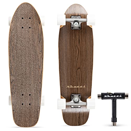 Skotti Cruiser Skateboard Complete | Canadian Maple Skateboard Deck | Light Tough Skateboard Trucks | Ceramic Bearings | Quality Skateboard Wheels