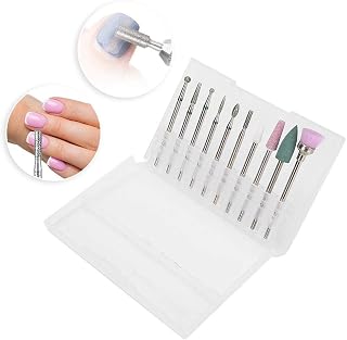 Conjunto de brocas de carboneto de tungstênio, 10 peças para arte de unhas, cabeça de moagem, remoção de pele morta, conjunto de cabeças para lixar unhas de gel acrílico para polimento de unhas