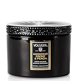 Voluspa Makassar Ebony and Peach Corta Maison Glass Candle With Lid, 11 Ounce