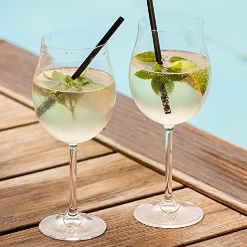 Hicarer 26 Pieces Wine Charms For Stem Glasses With Rings Tags Metal Letters Glass Charm Markers Letters Beads Markers For Wine Cocktail Champagne Party Favors Decorations Family Gathering (White) #TOP4