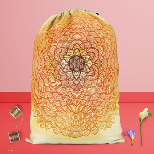 Image of ArtzFolio Ethnic Ornament D2 | Reusable Sack Bag | Bag for Gym, Storage, Vegetable & Travel