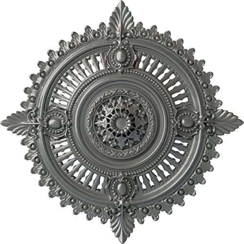 Image of Ekena Millwork CM29HYSLS Haylynn Ceiling Medallion, Silver, 29 1 /8 inchOD x 1 1 /4 inchID x 4 inchP