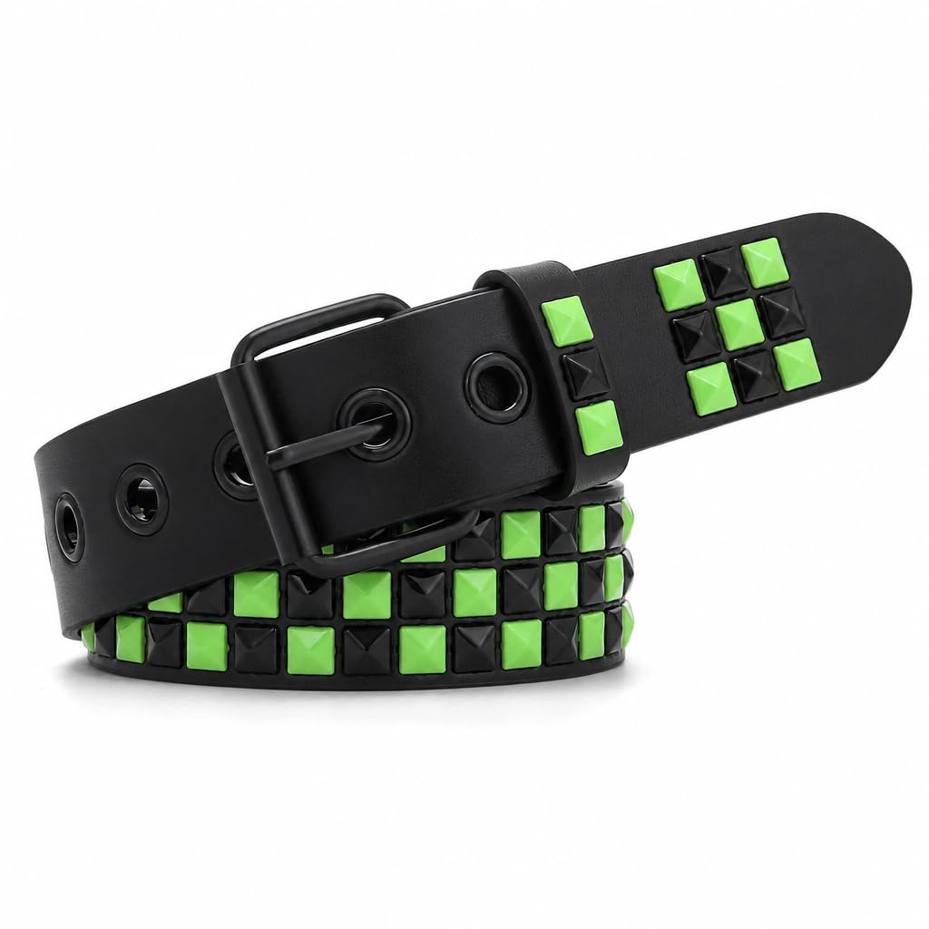 Studded Belt, Metal Punk Rock Rivet Belt with Bright Pyramid Studded for Women Men