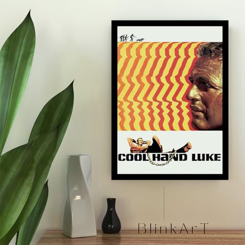 Image of BLINKART Cool Hand Luke (1967) Movie Poster Frame 8x12 Inch | Premium 300 GSM Paper Wall Print | Vintage Film Artwork for Home, Bedroom, Living Room, Office | Framed Photo Decor