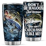 CUBICER Fly Fishing Tumbler 20 Oz Double Walled Stainless Steel Mug Fish Hunters Coffee Mug With Lid For Fisherman Gifts For Papa Men Birthday Unique Sea Animal Drinking Glasses