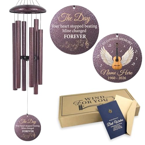 Image of Personalized Memorial Wind Chimes for Loss of Loved One, 30 inch /36 inch /45 inch Sympathy Wind Chimes in Memory of Mother Father Memorial Gifts, Produced in Texas