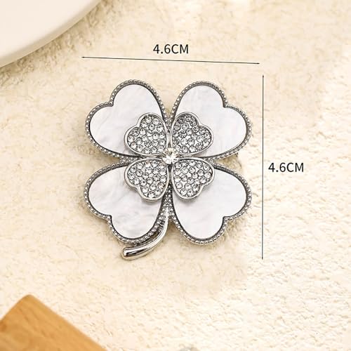 Kokoma CZ Clover Brooch Pin for Women Girls Rhinestone Four Leaf Lapel Pins Irish Shamrock Badge Corsage Brooches Cloth Dress Accessories for St Patrick's Day3