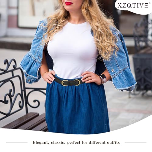 XZQTIVE Black Leather Belts for Women Brown Women's Belts for Jeans Pants Dress Ladies Waist Belts with Gold Buckle3