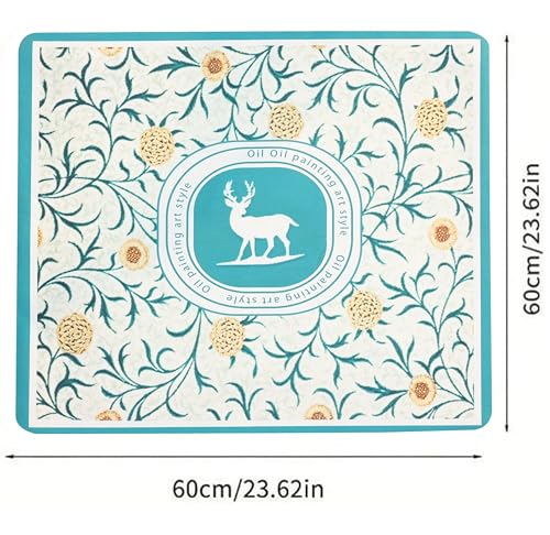 Image of Homecloud Non-Slip Washing Machine Mat - Durable Waterproof Protective Cover for Washer & Dryer, Dust-Resistant Mat Ideal for Laundry Room & Kitchen Appliances | 60x60 cm (Dark Green)