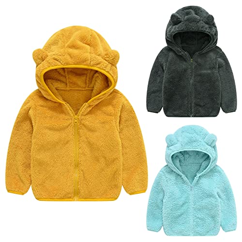 Fleece Jacket Toddler Girls Boys Cute Bear Ear Hoodie Sweater Zip Up Teddy Coat Warm Winter Outwear Clothes, Yellow_1, 12-18 Months #TOP5