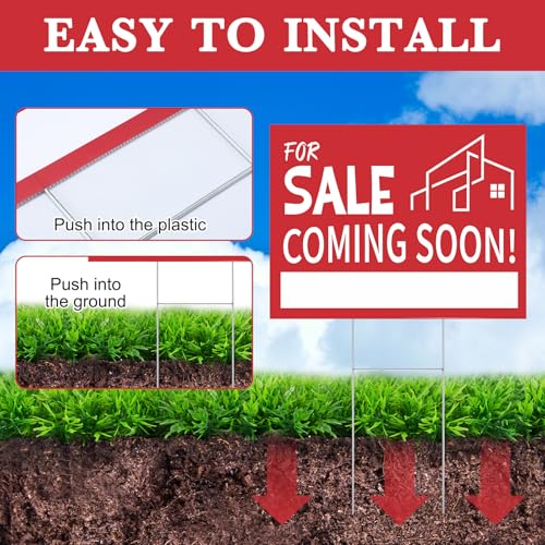 3 Pack Coming Soon Real Estate Sign for Home 13 x 17 Inch Double Sided Coming Soon Signs with Stake Outdoor Corrugated Plastic Open House for Sale by Owner - Image 5