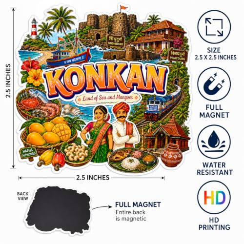 Image of Zesta Wooden Fridge Magnets Set | Refrigerator Decor Magnets for Kitchen | India Souvenir Fridge Magnet Collection | Wooden Magnet for Fridge Door Decoration (Konkan)