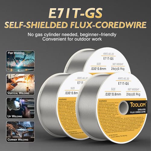 Image of TOOLIOM E71T-GS 0.030 inch Gasless Flux Core Welding Wire 2LB, 3PCS
