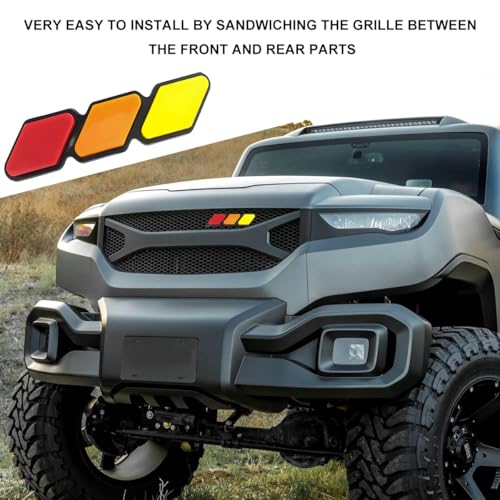 Image of Car Grille Decor Badge, Tri-Color Front Grille Decoration Label Emblem, Creative Badge Decal Auto Bumper Trim Compatible with Tacoma 4Runner, Exterior Car Accessories (Style D)