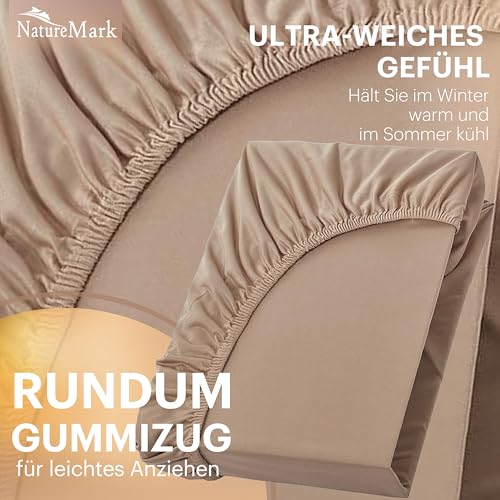 NatureMark Jersey Spannbettlaken, Spannbetttuch 100% Baumwolle in vielen Größen und Farben MARKENQUALITÄT ÖKOTEX Standard 100… – Ansicht 4