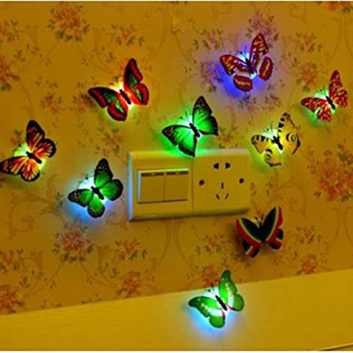 Preisvergleich Produktbild Heaviesk Nachtlicht Kreative Bunte LED Schmetterling 3D Stereo Simulation Schmetterling Wandaufkleber Wanddekoration LED Nachtlicht Lampe
