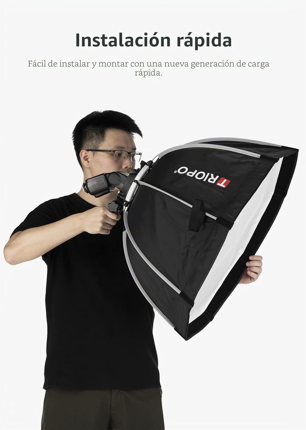 KX65 - Reflector de softbox Octagon portátil de 25,6 pulgadas con rejilla de panal compatible con Godox V1 AD200 AD200Pro AD100PRO Round Head Speedlight