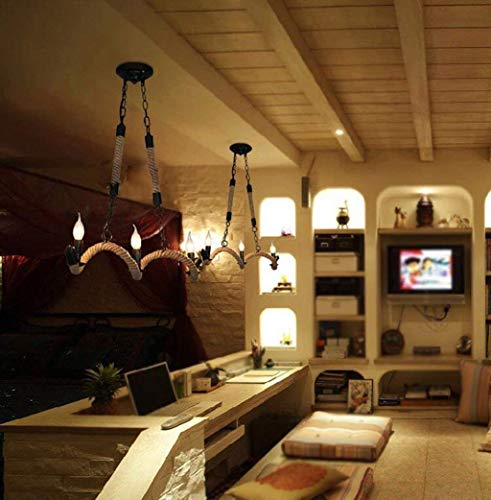 Lustre en fer et corde style nordique pour créer une ambiance chaleureuse au café