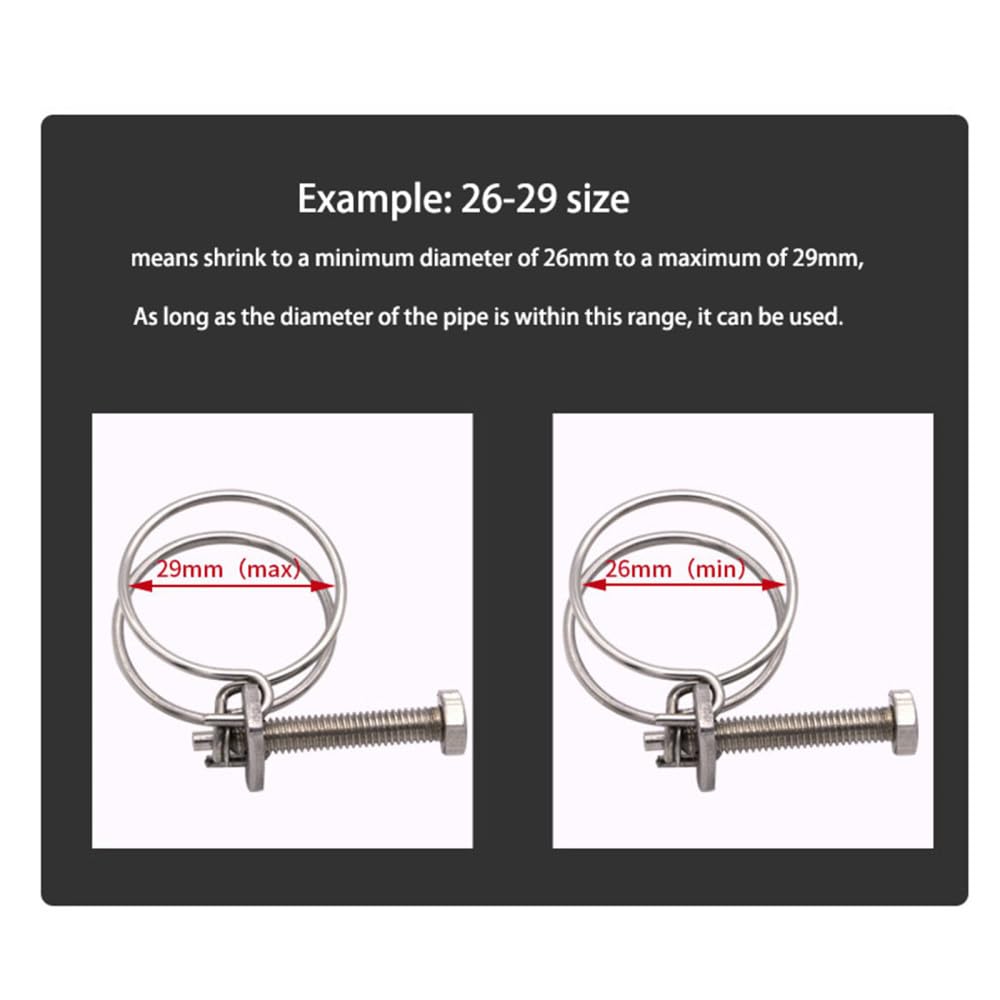 Colliers de Serrage à Double Fil, Colliers de Serrage en Acier Inoxydable 304, Colliers de Serrage à Double Fil(2529mm 5pcs)