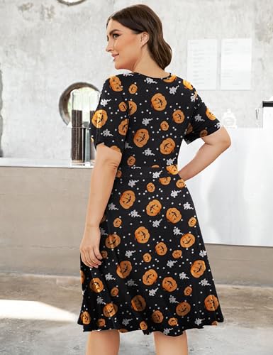 Image of Ahlaray Plus Size Faux Wrap Dress for Curvy Women with Pockets | Flattering faux wrap V-neck with soft stretch fabric and pockets for work, weddings and everyday comfort.