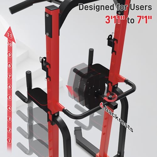 Outdoor Basic Power Tower, Pull Up Bar and Dip Station for Home Gym, 1500LBS Weight Capacity, Adjustable Height, Heavy Duty Steel Frame for Calisthenics, Strength Training Fitness Equipment - Image 4