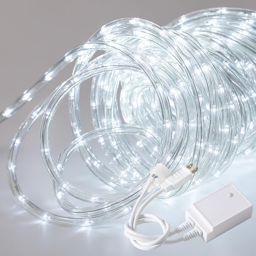 CHORLED Waterproof LED Rope Lights, Connectable & Flexible with 8 Modes, Outdoor Lighting for Deck, Garden, Pool, Patio & Christmas Decor (White, 50ft)
