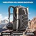 Maelstrom Hiking Backpack,Camping Backpack,40L Waterproof Hiking Daypack with Rain Cover,Lightweight Travel Backpack,Black