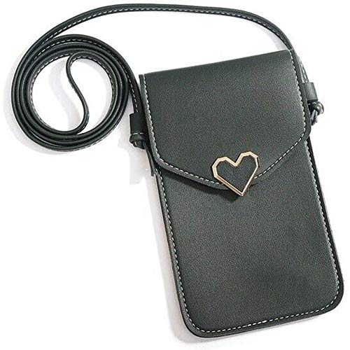 ZZQ/JK Mini Multifunktionale Kleine Schultertasche, Transparente Handy-Fenster Touchscreen-Handybeutel, Damen Reisetasche, Mobile Wallet-Kartenhalter (Color : Green)