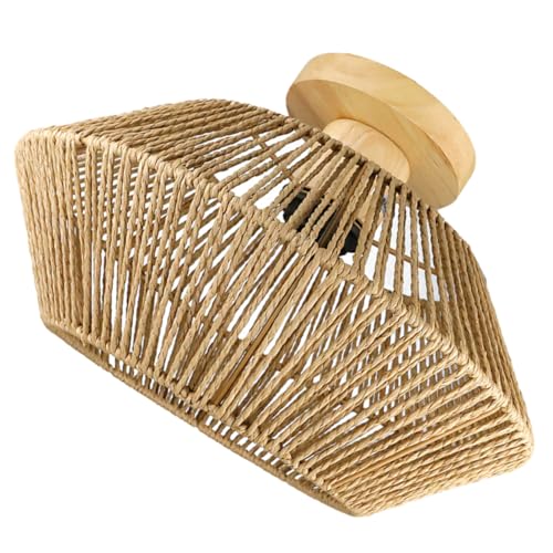 SEWOART Lámpara de Techo Empotrada de Estilo Moderno Luz de Techo Montada Cuerda de Ratán Diseño Vintage para Salón y Dormitorio Soporte sin Bombilla