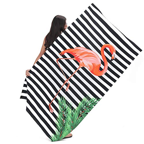 NovForth Oversized Beach Towel 41x73inch Extra Large Microfiber Striped Sand Free Pool and Swim Towels Quick Dry for Adults and Kids Super Absorbent