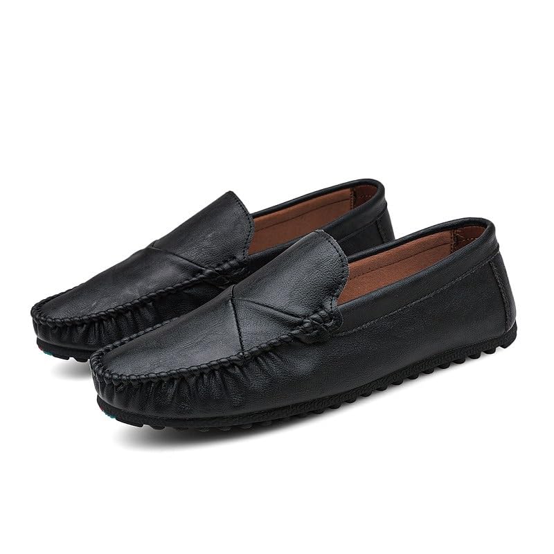 Mens Loafers Shoe Apron Toe Vegan Leather Solid Color Moccasins Shoes Comfortable Flat Heel Anti-Slip Wedding Slip On3
