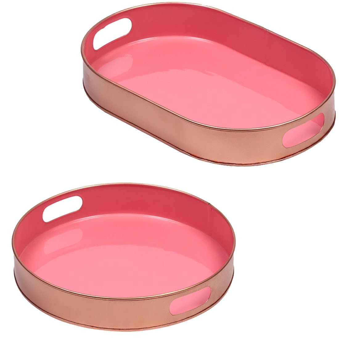 Skandinavisches Serviertablett Aarhus rund aus Metall rosa 32 cm Deko