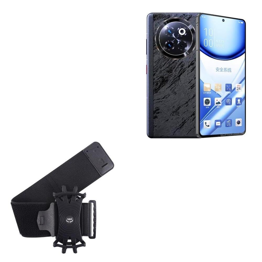 BoxWave Holster Compatible with ZTE Axon 60 Ultra - ActiveStretch Sport Armband, Adjustable Armband for Workout and Running - Jet Black