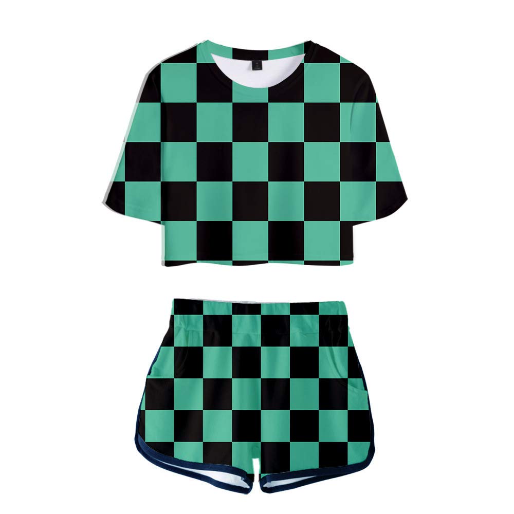 My Sky2 Piece Anime Outfits for Women Crop Top and Short Pants Sets