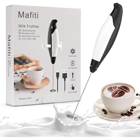 Milk Frother Electric,Mafiti Coffee Frother with Bracket,Rechargeable Matcha Whisk with 3 Speeds,Foam Maker,Drink Mixer Mini Blender for Coffee,Frappe,Latte,Matcha,Hot Chocolate Cover